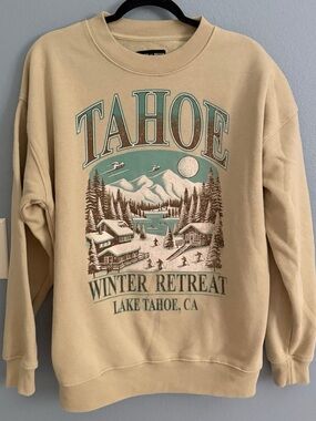 State of Mind Tahoe Winter Retreat Crewneck - Beige & Teal